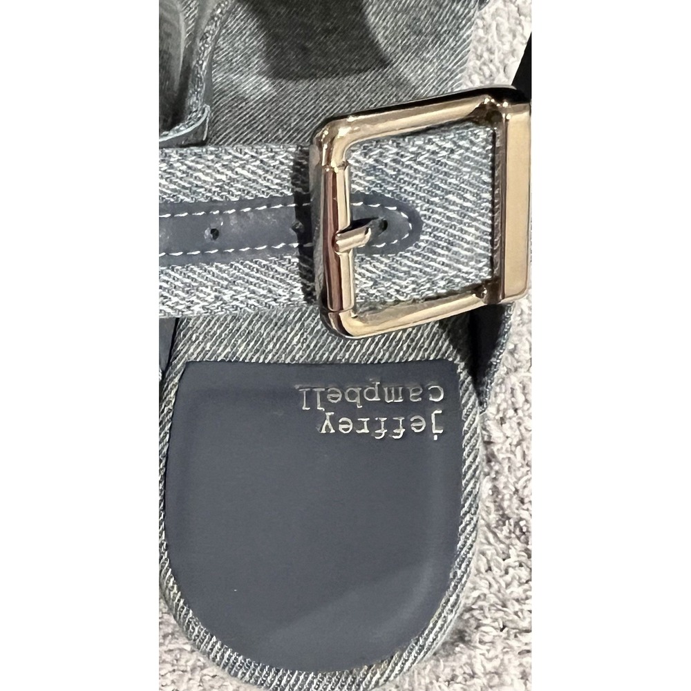 Jeffrey Campbell Moody Denim Platform  Ankle Strap Chunky Heel 8.5 Modern Shoes - Picture 7 of 8